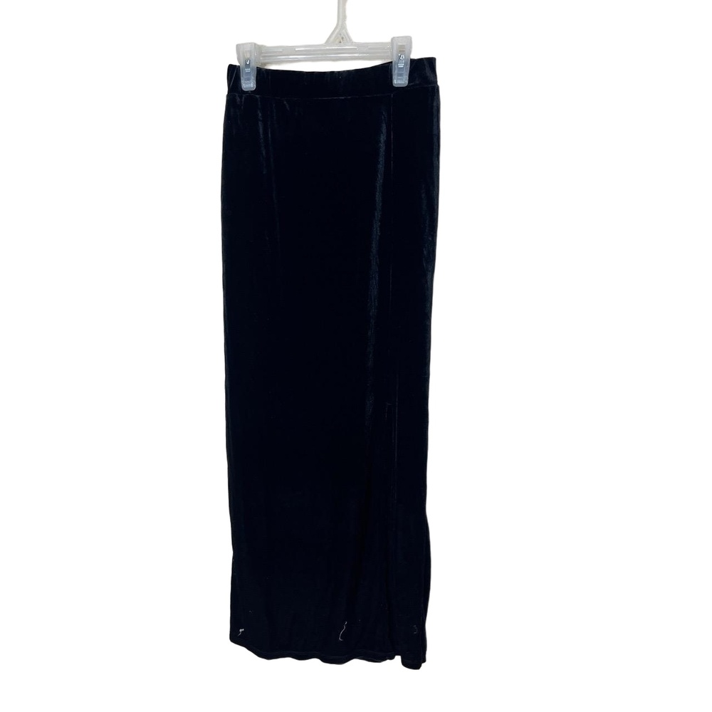 Missy By Jumping Jay Black Velvet Stretch Waist Y2K‎ Maxi Skirt Womens Small